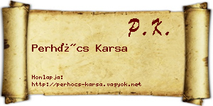Perhócs Karsa névjegykártya